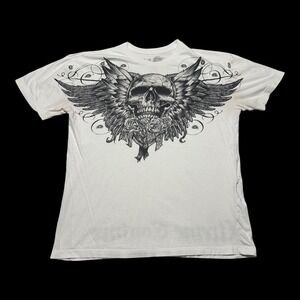Xtreme Couture Skull Goth 100% Cotton White Shirt Men's XL (Fits Large) FLAWS